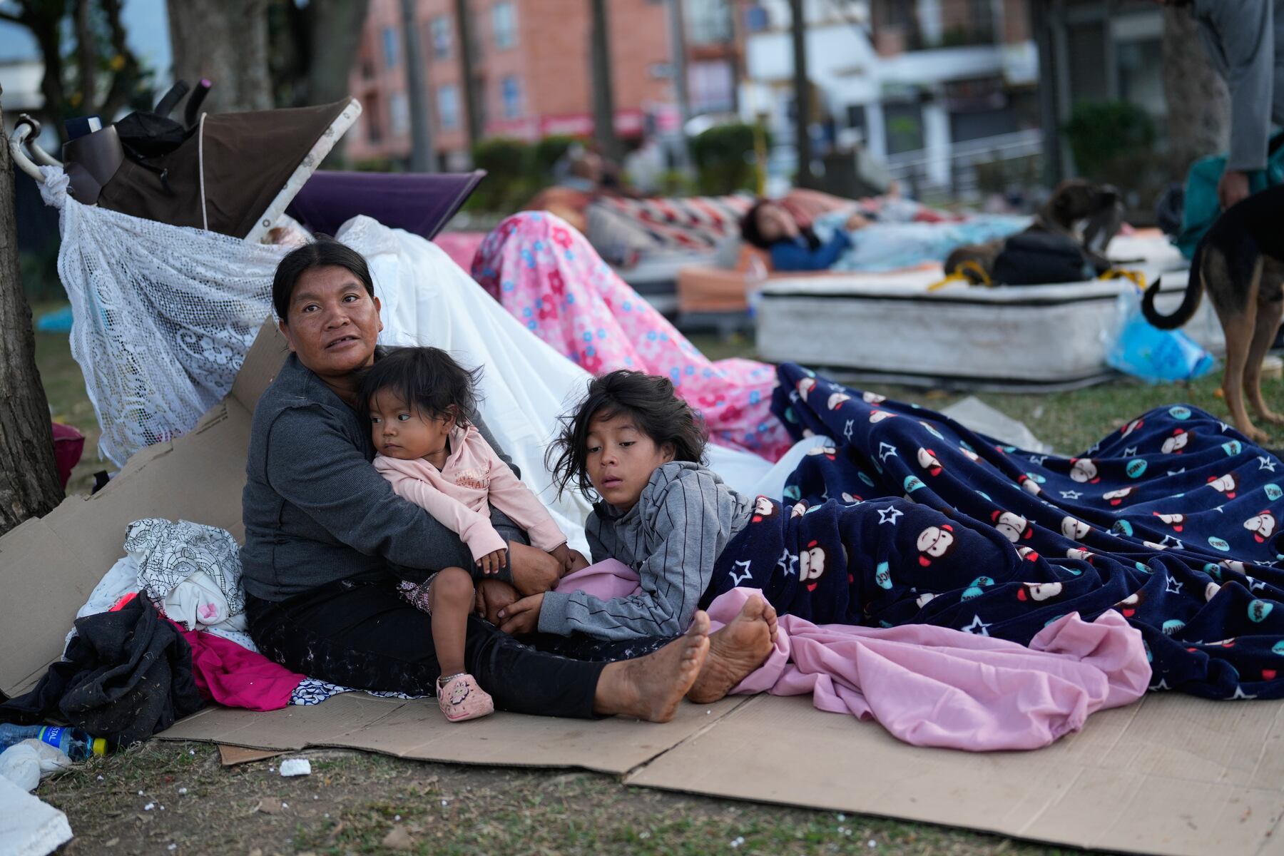 Familia resguardada en un refugio temporal después del sismo